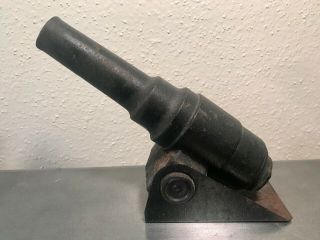 Antique Big - Bang Cast Iron Toy Cannon Mounted On Metal Swivels