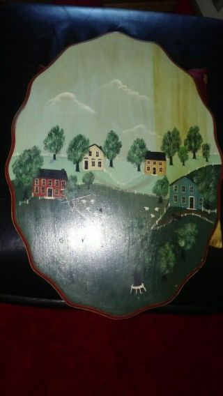 Vintage Tilt Top Table Hand Painted (top Only) 20 " Oval Ec