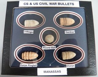 Matted Starter Set Of Civil War Cs & Us Civil War Bullets - Manassas
