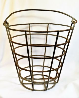 Vintage Smaller Size Metal Basket Bucket For Golf Ball Egg Gathering 7.  5 " X 8.  5 "