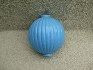 Blue Milk Glass Round Pleat Barnett Lightning Rod Ball
