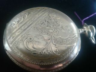 Size 16,  Fancy Engraved Gold Case INGERSOLL Pocket Watch,  ca.  1900 - 1905 2