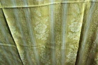 Antique French Anise Damask Stripe Ticking Poppies Wheat 52 3/4x 77 " 124 X152cm