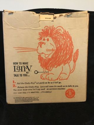 VINTAGE 60 ' S MATTEL ANIMAL YACKER TALKING LARRY THE LION W/ BOX 7