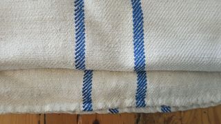 Antique European Hemp Grain Sack Lovely Blue Stripes