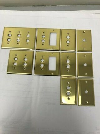 10 Antique Polished Brass Push Button Light Switch Cover Plates Vintage