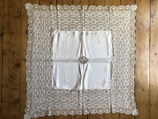 Antique Handmade Bobbin Lace Tablecloth