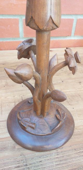 Large Vintage Carved Wooden Articulated Lotus Flower Ornament 2