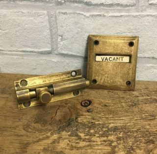 Vintage Public Toilet Door Lock Vacant - Engaged Made From Brass