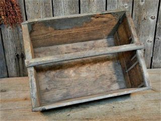 Antique Primitive Old Wood Apple Box Carrier Tote Farm Grey Paint 8