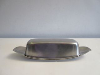 Vintage Mid - Century Modern Wmf Wagenfeld Stainless Steel Butter Tray With Lid