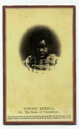 Rare 1861 Young Africa African American Slave Bone Of Contention Civil War Cdv