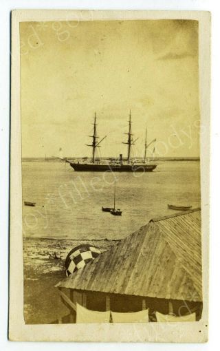 Hms Vesuvius Anti Slavery Duty Seizing Slave Ships 1864 At Nassau Bahamas Cdv