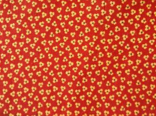 Back In Time Textiles Antique 1890 Turkey Red & Chrome Yellow Calico Fabric