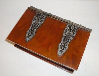 Art Deco Marbled Butterscotch Amber Bakelite Box Book Shape
