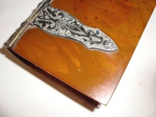 ART DECO MARBLED BUTTERSCOTCH AMBER BAKELITE BOX BOOK SHAPE 5