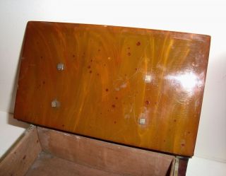 ART DECO MARBLED BUTTERSCOTCH AMBER BAKELITE BOX BOOK SHAPE 7