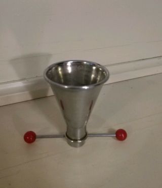 Vintage Art Deco Chrome Red Bakelite Balls Mechanical Cocktail Jigger Shot Cup