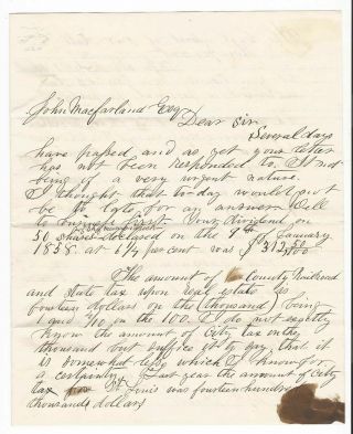 Joseph Scott Confederate Civil War Surgeon St.  Louis Missouri Signed Letter 1858