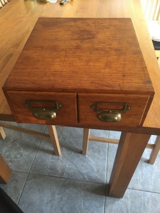 Vintage Wooden Two Draw Fileing Cabinent 1950s