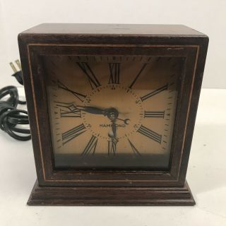 Vintage Hammond Electric Mantle Clock Roman Numerals Wooden