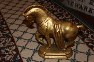 Vintage Lane & Co.  Mid Century Modern Gold Pottery Horse - Van Nuys Ca.  - Lqqk