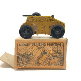 Midget Climbing Fighting Tank W Box,  Marx Toys U.  S.  A. ,  5.  5 " X 3.  5 " X 3.  5 " (aa)