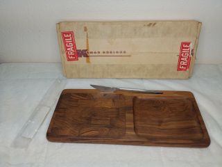 Mcm Teak Wood Cheese Cracker Serving Tray Cutting Board Kalmar Designs