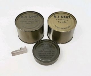 1977 Vietnam War Era C Ration - B1,  B2 Unit & Peanut Butter - W/p - 38 Can Opener
