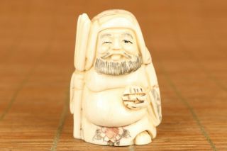Antique Chinese Old Hand Carved Buddha Statue Figure Netsuke Hand Piece