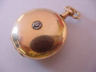 1880s Girard Perregaux 18k Solid Gold Pocket Watch With ¼ Carrat Diamond