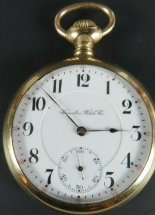 Antique Hamilton Pocket Watch 16 Size,  21 Jewel,  Gold Plate Case