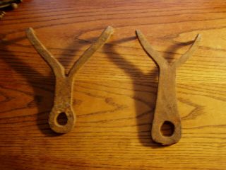 Antique Hand Forged FIREPLACE CRANE brick insert mounting brackets 2