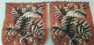 Antique Pair Beadwork floral panels Victorian from firescreens 3