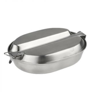 Portable Stainless Steel Mess Kit Outdoor Camping Lunch Box Food Container