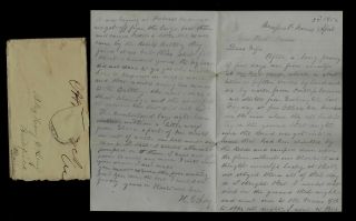 11th Maine Infantry Civil War Letter Rebels Fire At Ship,  Saw The Monitor Etc