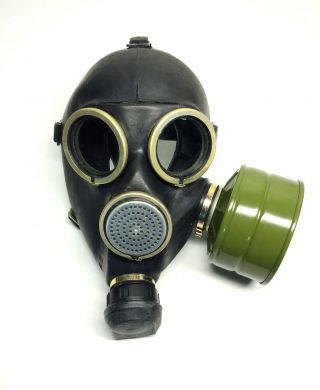 Size 2 Medium Soviet Russian Black Gas Mask Gp - 7 With Filter 40mm