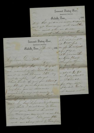 4th Ohio Cavalry Civil War Soldier Letter From Quartermaster Nashville Tennessee