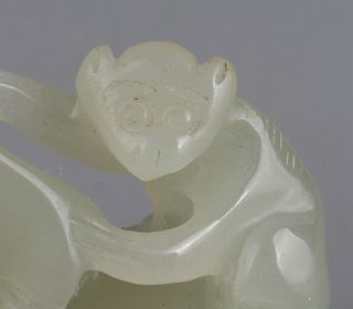 Chinese Exquisite Hand - carved horse monkey Carving Hetian jade statue 2