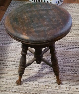 Antique Charles Parker & Co Ball & Claw Foot Piano Organ Stool Bench Meriden Ct