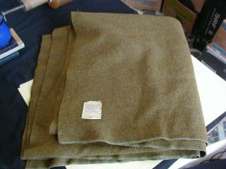 Vintage Military Wool Green Blanket Huge Tag Estate Find 1934