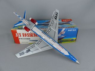Scarce Vintage Jet Passenger Jet Liner Tin Toy Friction Airplane China Mf 212