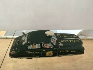 Dick Tracy squad car tin litho wind up F A Synd Marx vtg toy 2