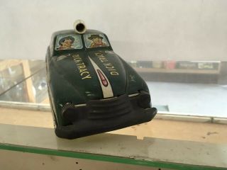 Dick Tracy squad car tin litho wind up F A Synd Marx vtg toy 3