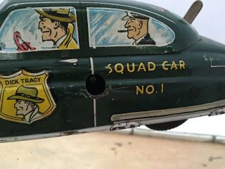 Dick Tracy squad car tin litho wind up F A Synd Marx vtg toy 5