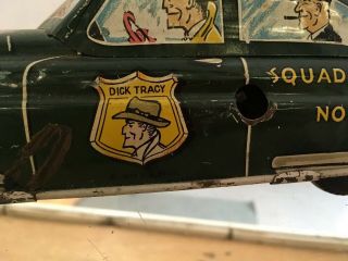 Dick Tracy squad car tin litho wind up F A Synd Marx vtg toy 6