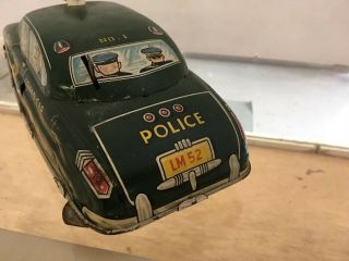 Dick Tracy squad car tin litho wind up F A Synd Marx vtg toy 7