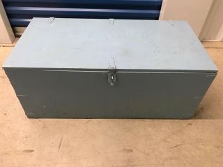 Vintage US Military Army Wooden Trunk Foot Locker 32x16x13 w tray handle steamer 3