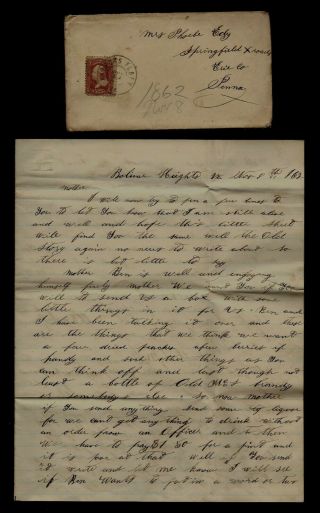 111th Pennsylvania Infantry Civil War Letter Escaped Capture Bolivar Heights,  Va