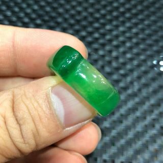 Green Jadeite Jade Handwork Collectible Chinese Horse Saddle Shape No.  7 Ring 4